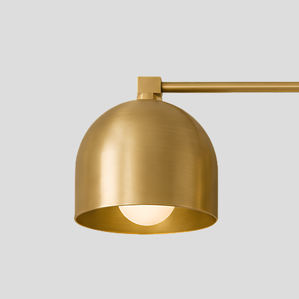 Triple Brass Dome Sconce - Mid Century Linear Arm Vanity Light