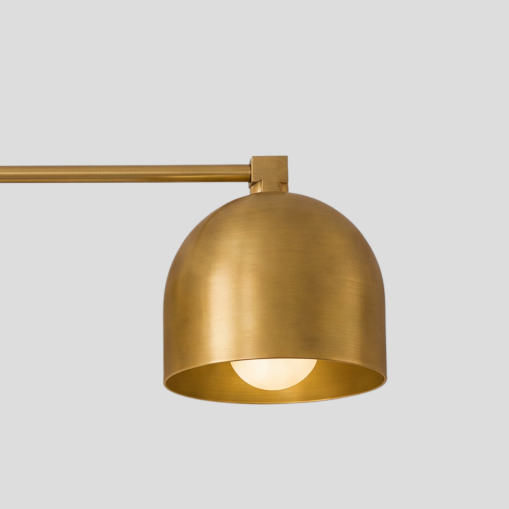 Triple Brass Dome Sconce - Mid Century Linear Arm Vanity Light