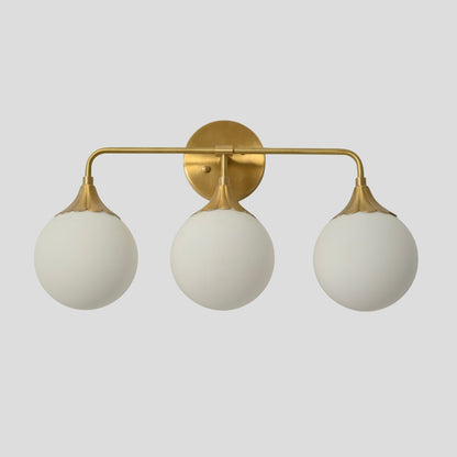 Triple Globe Brass Vanity Light - Modern Flower Shade Wall Sconce