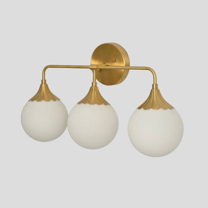 Triple Globe Brass Vanity Light - Modern Flower Shade Wall Sconce