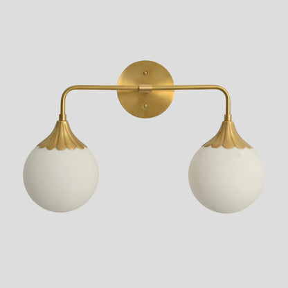 Vanity Light Brass Bathroom Wall Sconce - 2 Glass Globe