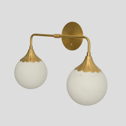 Vanity Light Brass Bathroom Wall Sconce - 2 Glass Globe