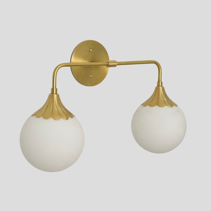 Vanity Light Brass Bathroom Wall Sconce - 2 Glass Globe