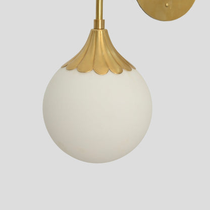 Vanity Light Brass Bathroom Wall Sconce - 2 Glass Globe