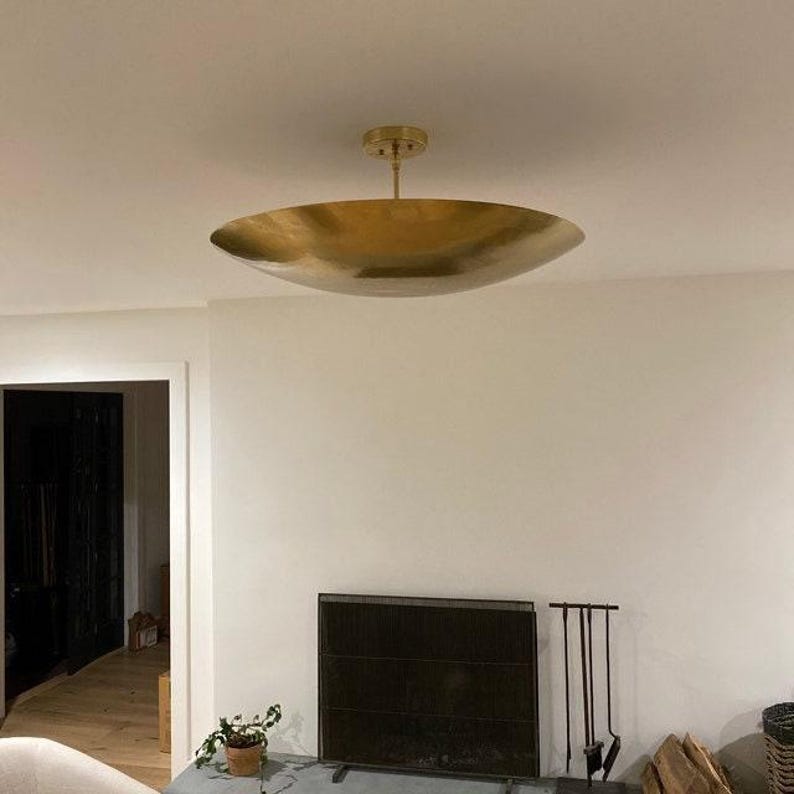 Raw Brass Sputnik Chandelier: Mid Century Modern Ceiling Light