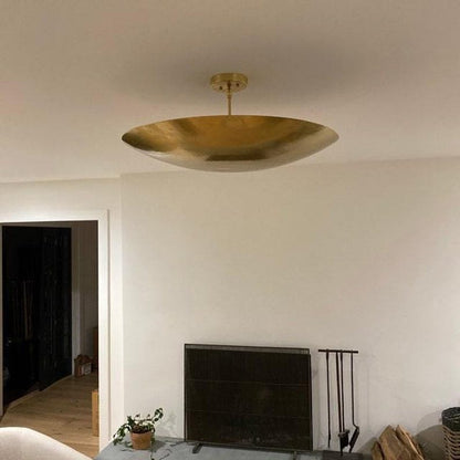 Raw Brass Sputnik Chandelier: Mid Century Modern Ceiling Light