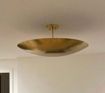 Raw Brass Sputnik Chandelier: Mid Century Modern Ceiling Light