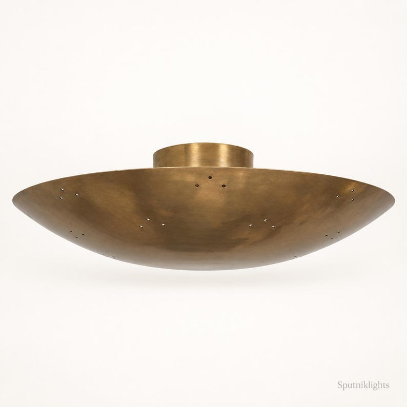 Raw Brass Sputnik Chandelier: Mid Century Modern 6-Light Fixture