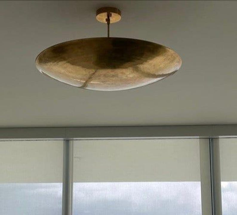 Raw Brass Sputnik Chandelier: Mid Century Modern Light Fixture