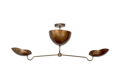 3 Light Curved Shades Pendant Mid Century Modern Raw Brass Sputnik chandelier light Fixture