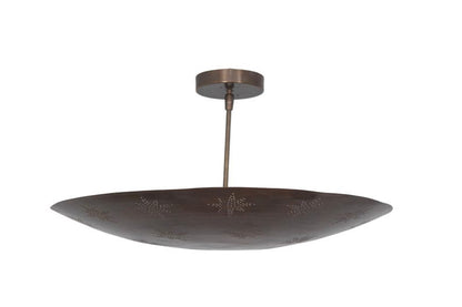 Raw Brass Sputnik Chandelier: Mid Century Modern Star Perforated Light