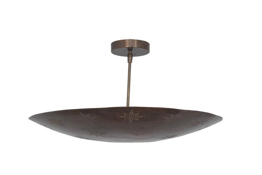 Raw Brass Sputnik Chandelier: Mid Century Modern Star Perforated Light