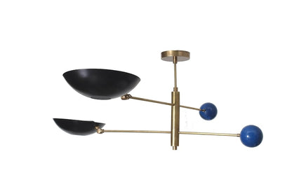 2 Light Pendant Mid Century Modern Raw Brass Sputnik chandelier light Fixture