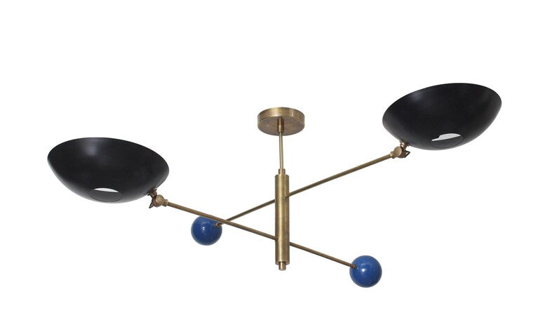 2 Light Pendant Mid Century Modern Raw Brass Sputnik chandelier light Fixture