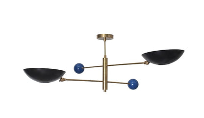 2 Light Pendant Mid Century Modern Raw Brass Sputnik chandelier light Fixture