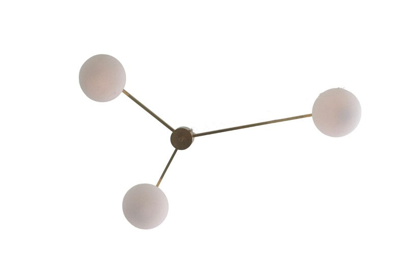 3 Light Stilnovo Style Globe Mid Century Brass Sputnik chandelier light Fixture