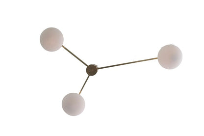 3 Light Stilnovo Style Globe Mid Century Brass Sputnik chandelier light Fixture