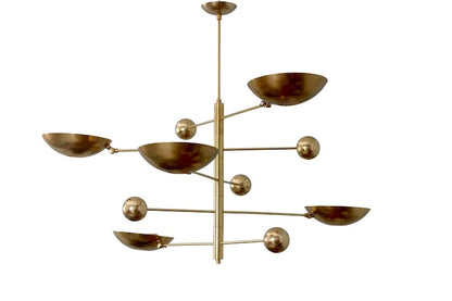 5 Light Pendant Mid Century Modern Raw Brass Sputnik chandelier light Fixture