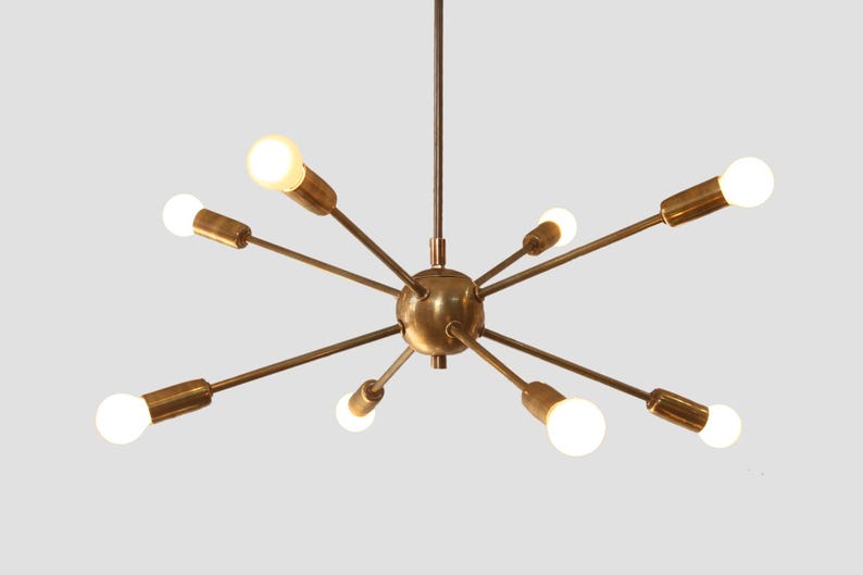8 Light Mid Century Brass Sputnik chandelier light Fixture Sputniklights 4.5 out of 5 stars