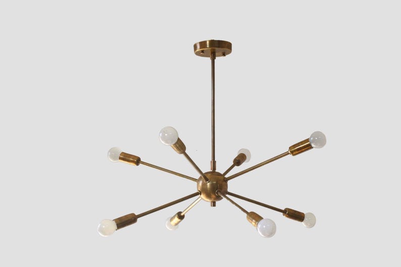8 Light Mid Century Brass Sputnik chandelier light Fixture Sputniklights 4.5 out of 5 stars