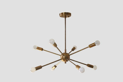 8 Light Mid Century Brass Sputnik chandelier light Fixture Sputniklights 4.5 out of 5 stars