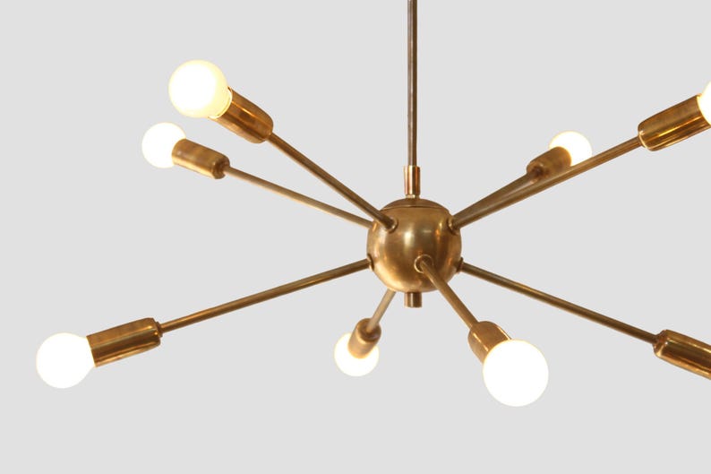 8 Light Mid Century Brass Sputnik chandelier light Fixture Sputniklights 4.5 out of 5 stars