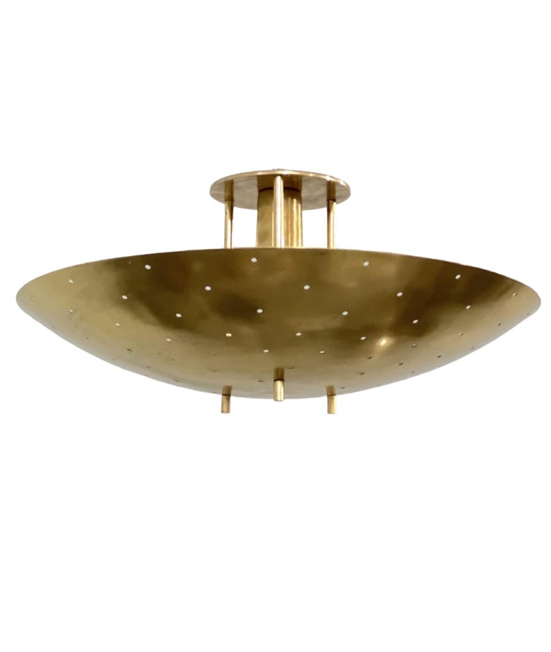 Raw Brass Sputnik Chandelier: Mid Century Modern Light Fixture