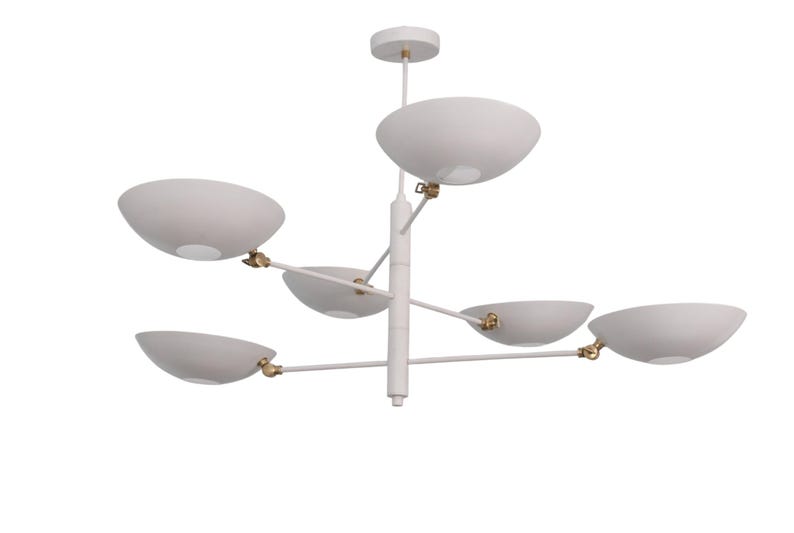 6 Light Pendant Mid Century Modern Raw Brass Sputnik chandelier light Fixture