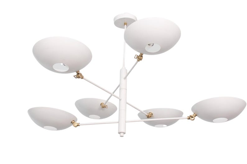 6 Light Pendant Mid Century Modern Raw Brass Sputnik chandelier light Fixture