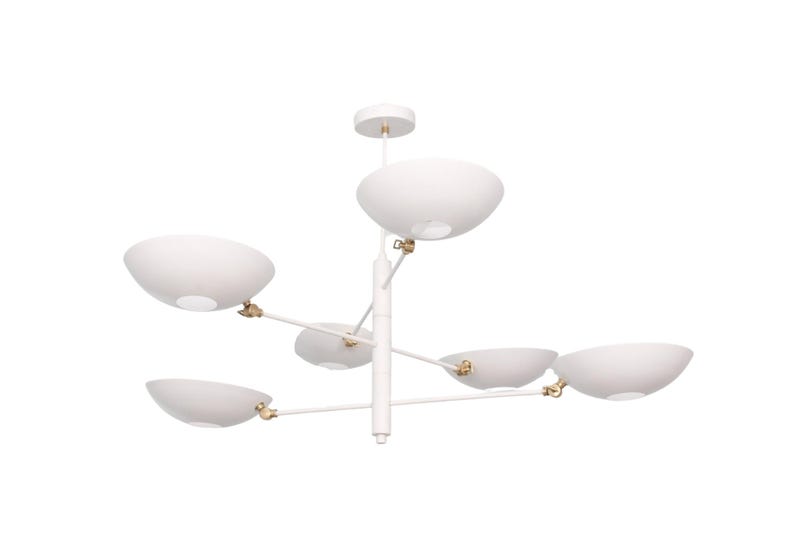 6 Light Pendant Mid Century Modern Raw Brass Sputnik chandelier light Fixture