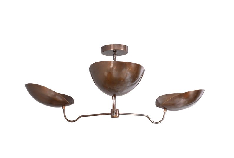 Handmade Brass Perforated Ceiling Light - Mid Century Sputnik Fixture