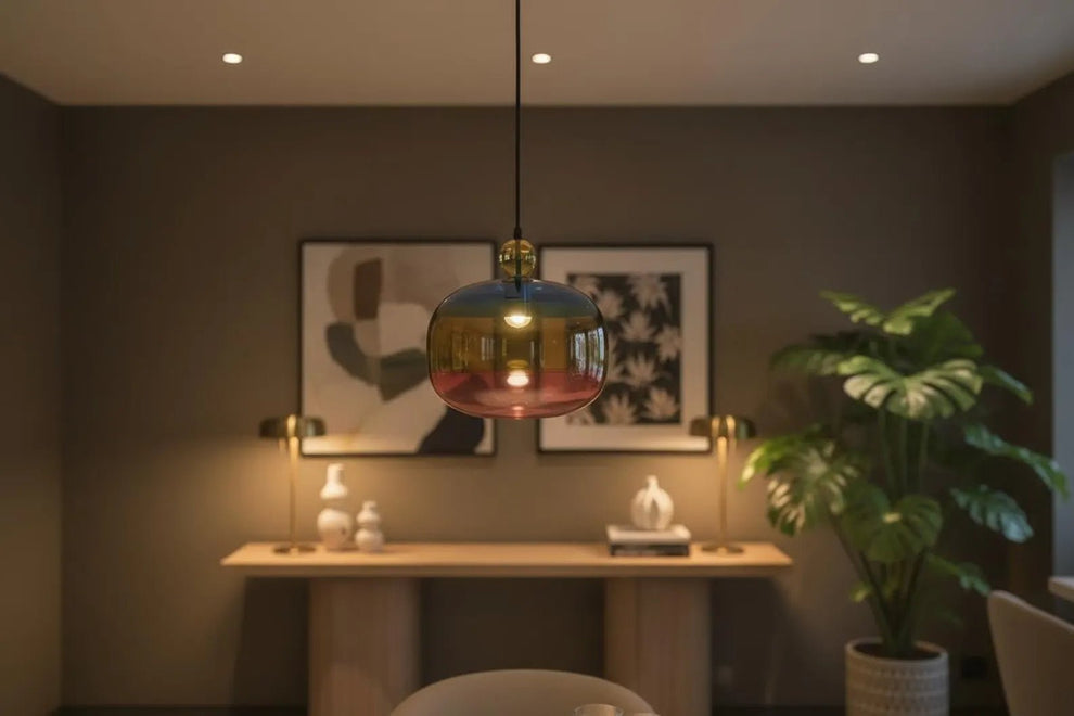 Multicolor Glass Pendant Light – Modern Boho Ceiling Lamp