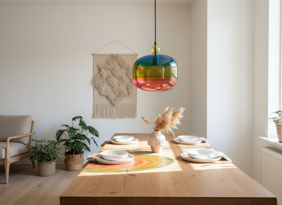 Multicolor Glass Pendant Light – Modern Boho Ceiling Lamp
