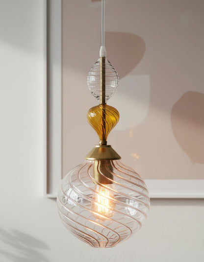 Handblown spiral Glass pendant