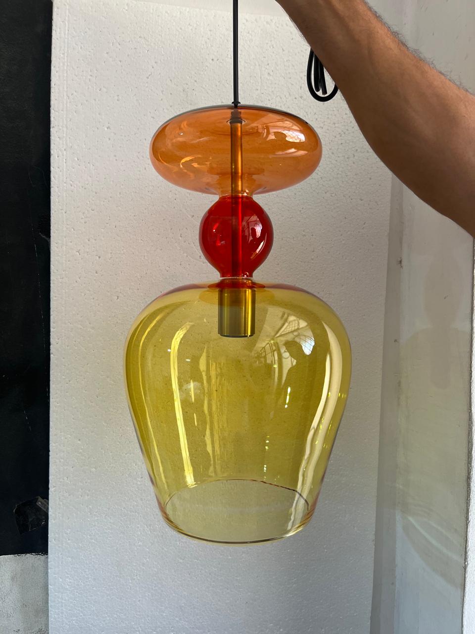 Handblown Glass Pendant Light Set – Custom Hanging Glass Lights for Interior Spaces