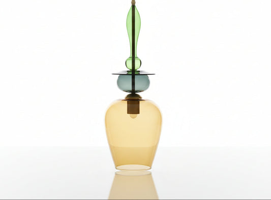 Multicolor Artisanal Hand-Blown Glass Pendant Light