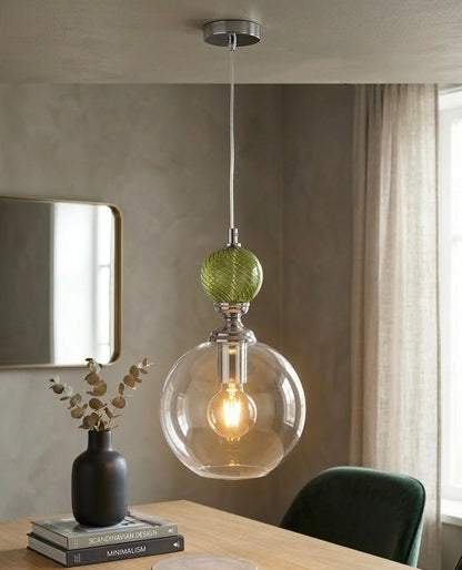 Hand Blown Glass Pendant Light – Modern Artisan Hanging Glass Lamp for Kitchen Island