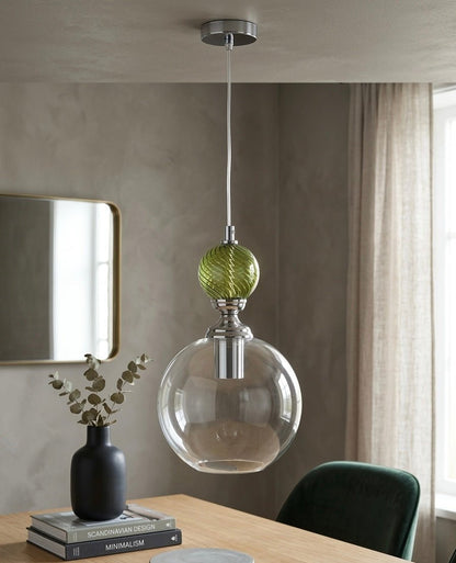 Hand Blown Glass Pendant Light – Modern Artisan Hanging Glass Lamp for Kitchen Island