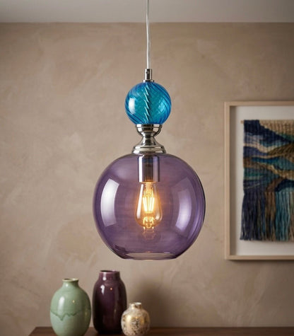 Hand Blown Glass Pendant Light – Modern Artisan Hanging Glass Lamp for Kitchen Island
