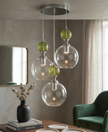 Hand Blown Glass Pendant Light – Modern Artisan Hanging Glass Lamp for Kitchen Island
