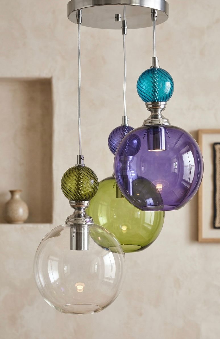 Hand Blown Glass Pendant Light – Modern Artisan Hanging Glass Lamp for Kitchen Island