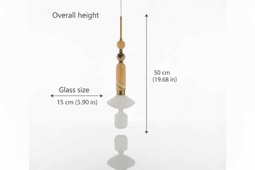 Onyx and Frosted Glass Pendant Light – Handmade Stone Pendant Lighting