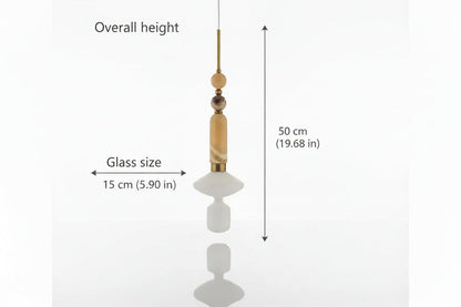 Onyx and Frosted Glass Pendant Light – Handmade Stone Pendant Lighting