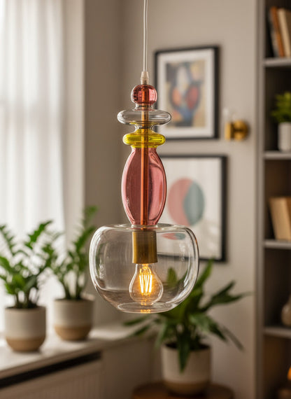 Hand-Blown Glass Pendant Light - Multicolored Modern Design