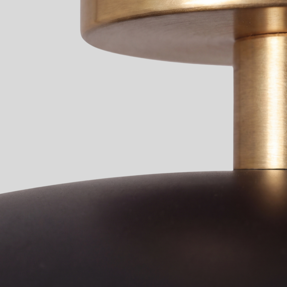 Black & Brass Glass Globe Ceiling Light - Mid-Century Matt Black Globe Flush Mount