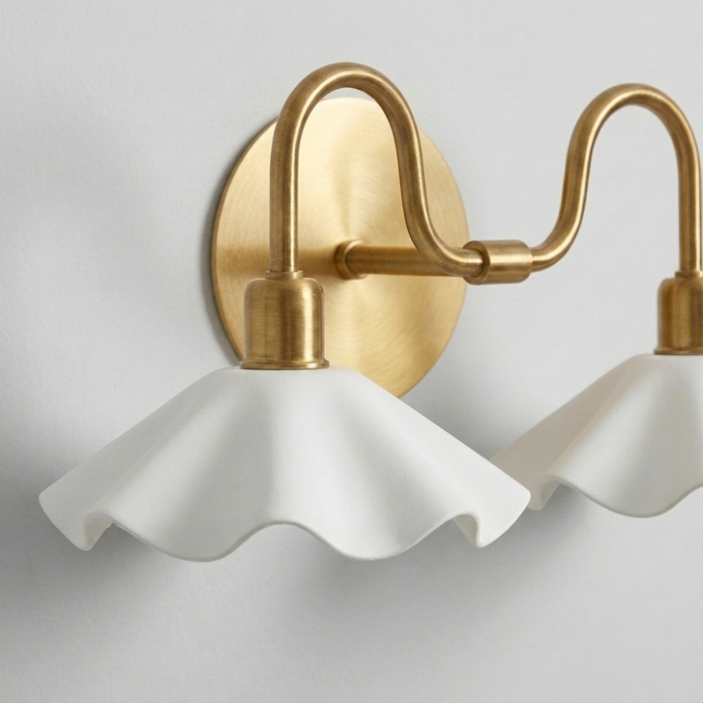 Double Flower Wall Sconce - Brass Vanity Light