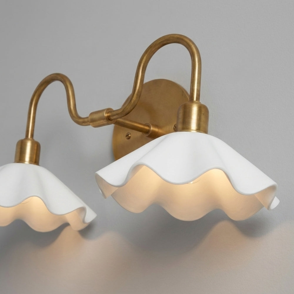 Double Flower Wall Sconce - Brass Vanity Light
