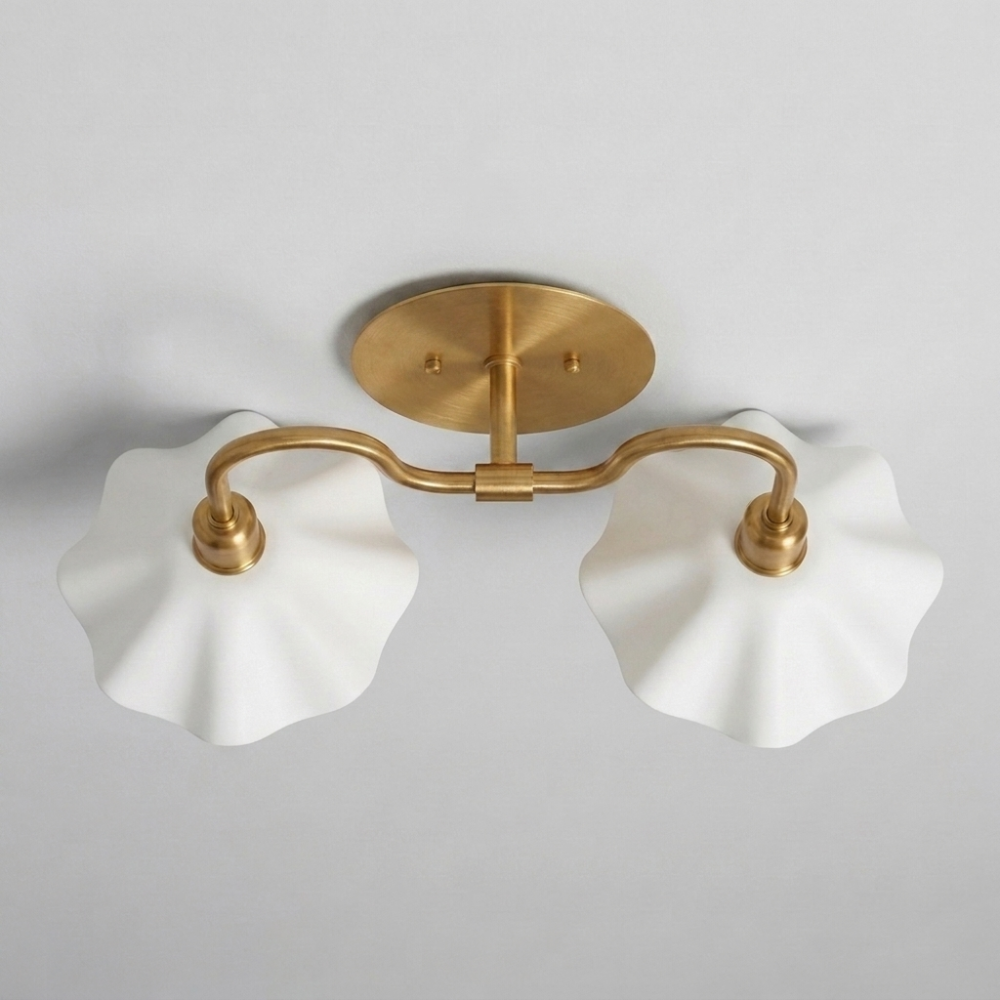 Double Flower Wall Sconce - Brass Vanity Light