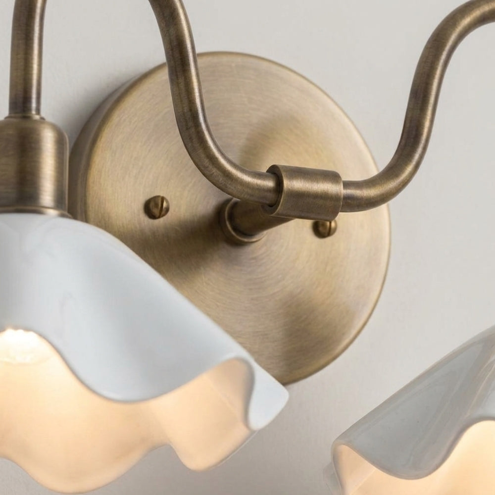 Double Flower Wall Sconce - White Vanity Light