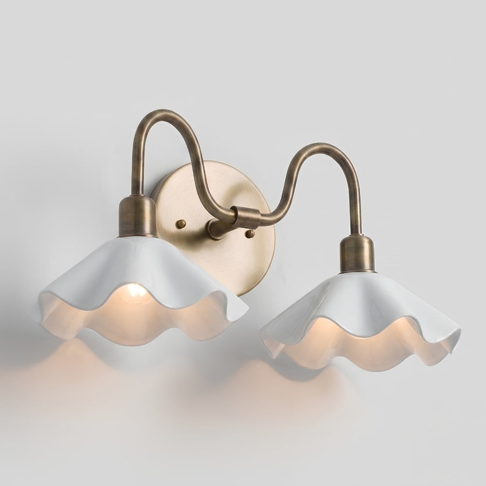 Double Flower Wall Sconce - White Vanity Light